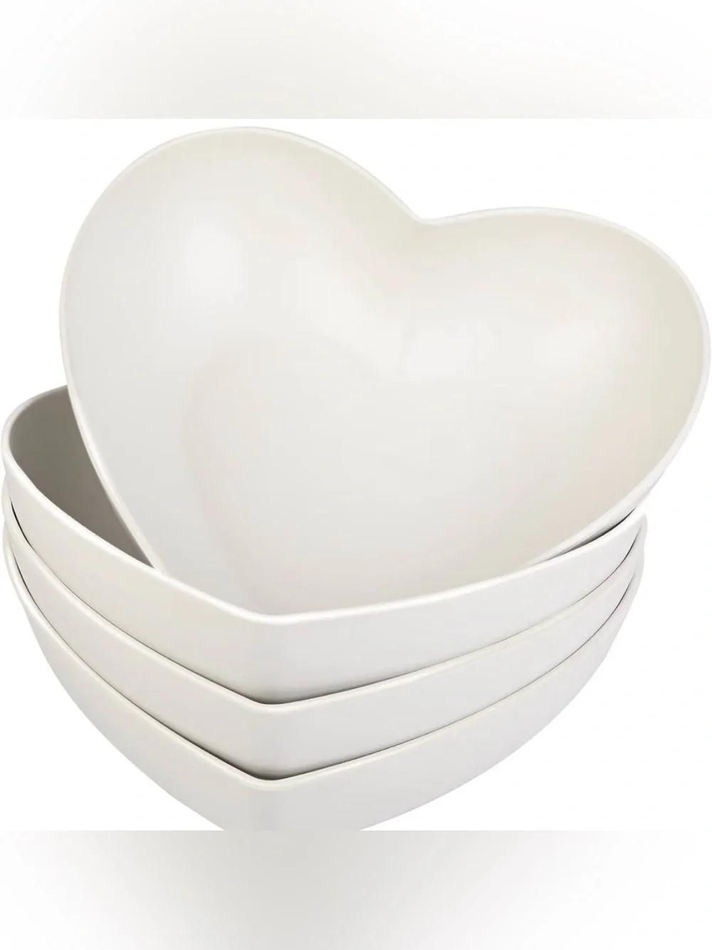 Bamboo Big Heart-shaped Bowls White Deep Heart Plates - 4 Count